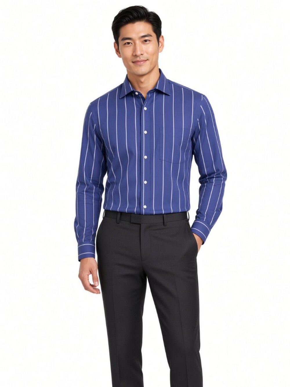 Tommy Hilfiger Blue White Stripe Dress Shirt
